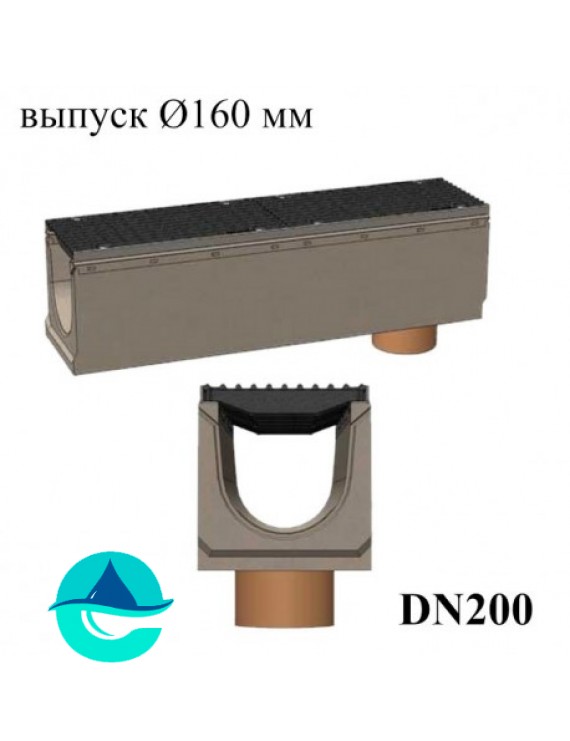 BetoMax ЛВ-20.29.33-Б лотки водоотводные бетонные с вертикальным водосливом и с решеткой чугунной щелевой ВЧ-50 кл. D или E