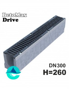 BetoMax Drive ЛВ-30.36.26-Б лоток водоотводный бетонный с решеткой чугунной щелевой ВЧ-50 кл. С, D, Е